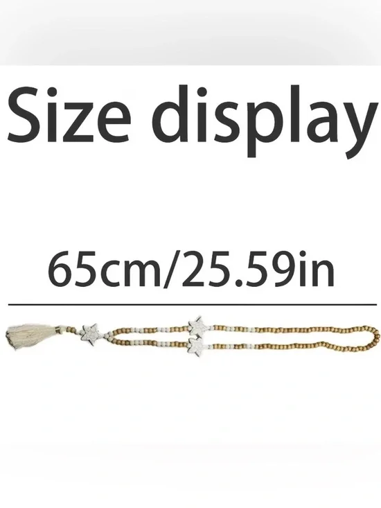 Star Natural Round Wooden Handmade Bohemian Tassel Necklace Boho - Picture 2 of 2